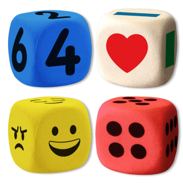 Emotional dice, shapes dice, number dice, dot dice, jumbo dice, giant dice