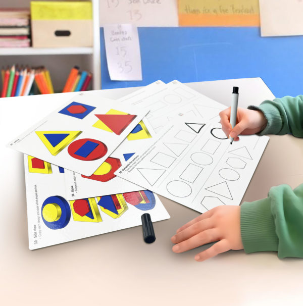 Develop your child’s early maths skills with Logic Attribute Blocks Activity Cards – the colourful, hands-on learning tool that makes math fun!